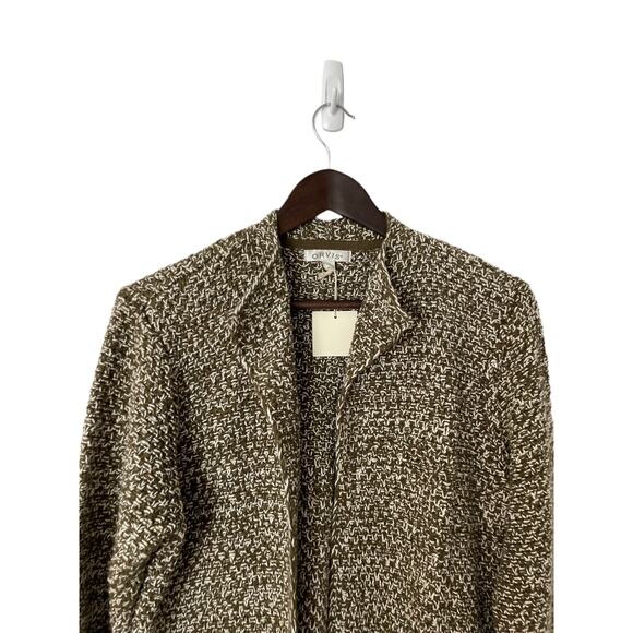 Orvis Knitted Cardigan With Pockets Green & White Open Front Ladies Size Large - Picture 2 of 3